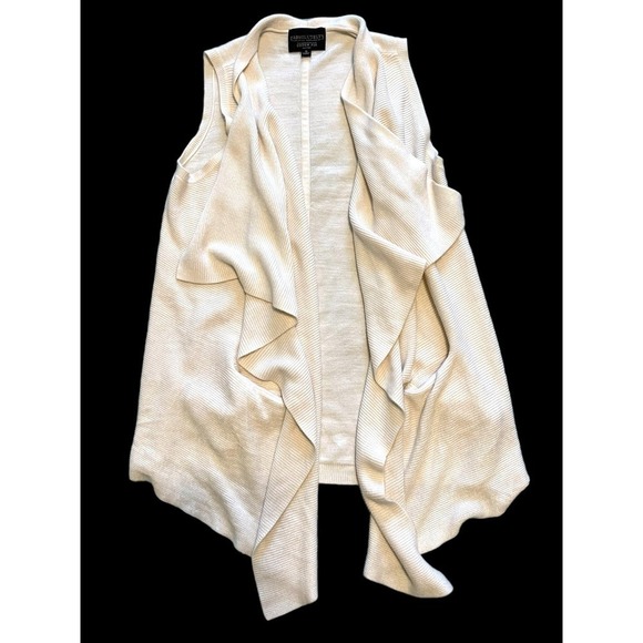 Absolutely Creative Worldwide Asymmetric Shawl Knit Sleeveless Women's Cream S - Picture 1 of 9